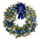 60" Pre-Decorated Wreath - Sapphire Sky - Warm White