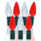 70 Light Pure White & Red C6 LED Christmas Lights