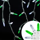 LED Icicle Lights - 70 Light Set - Green & Pure White