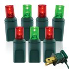 70 Light Red/Green Twinkle 5mm Wide Angle Conical LED Christmas Lights