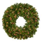 36" Deluxe Oregon Fir Wreath - Lit with Red LEDs - No Bow