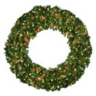 60" Deluxe Oregon Fir Wreath - Lit with Pure White and Red LEDs - No Bow