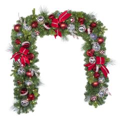 9'X14" Pre-Decorated Garland - Red Splendor - Warm White