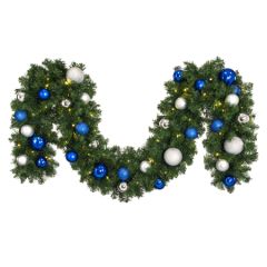 Decorated 9' x 14" Garland Lit